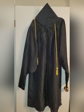 Black Graduation Gown with Gold Honor Cords worn once